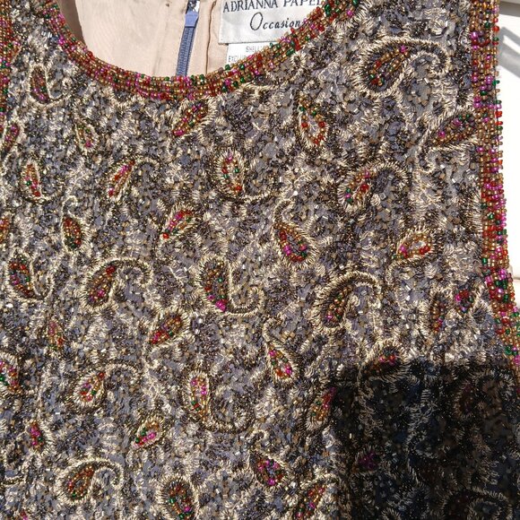 Adrianna Papell Beaded Silk Formal Tank Top with Organza Formal Skirt--Size 16 - Picture 5 of 8